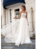 Off Shoulder Beaded Lace Satin Wedding Dress